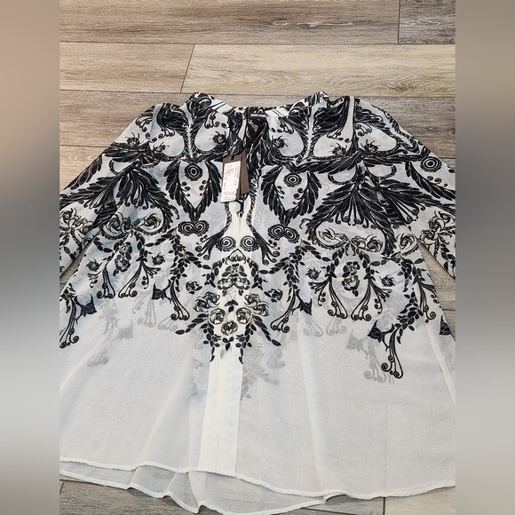 Just Cavalli Patterned Sheer Sparkly V Neck Tunic Size Xlarge. New with tags - Picture 10 of 10